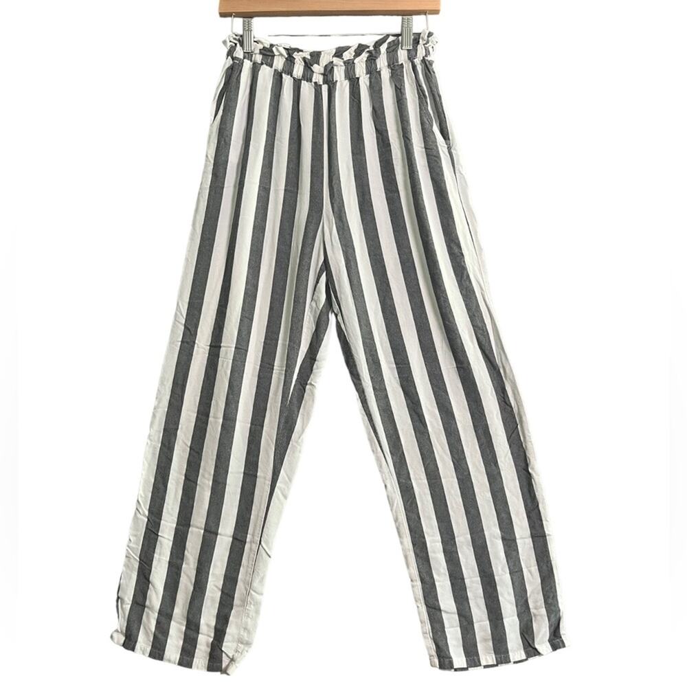 American Eagle Womens Pants Size Small Blue White Striped Pull On Elastic Waist